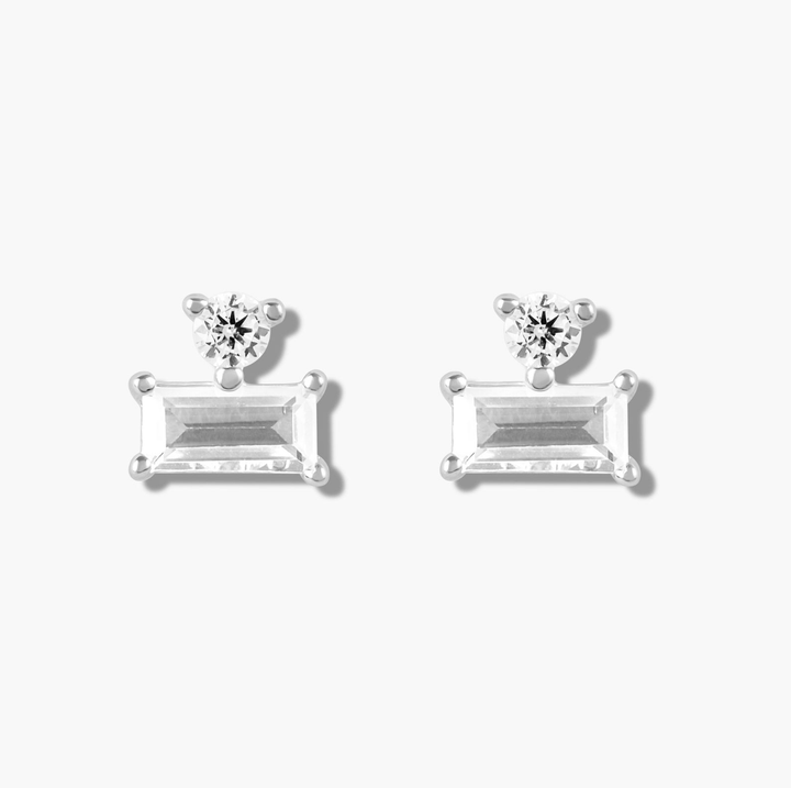 Baguette Point Studs- Silver