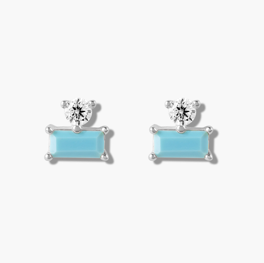 Baguette Point Studs- Silver