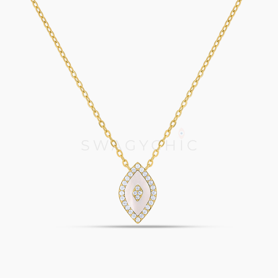 Mini Elevated Eye Mother of Pearl Necklace - Swagychic
