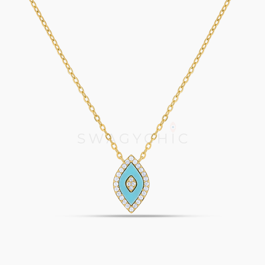 Mini Elevated Eye Turquoise Necklace - Swagychic