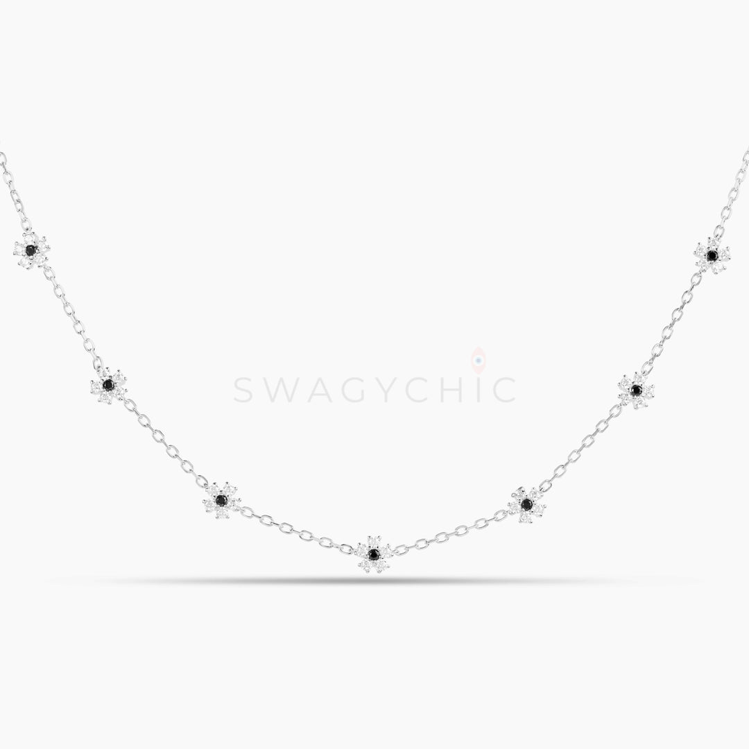 Mini Flower Choker- Silver - Swagychic