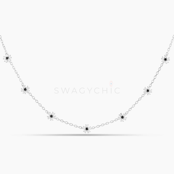 Mini Flower Choker- Silver - Swagychic