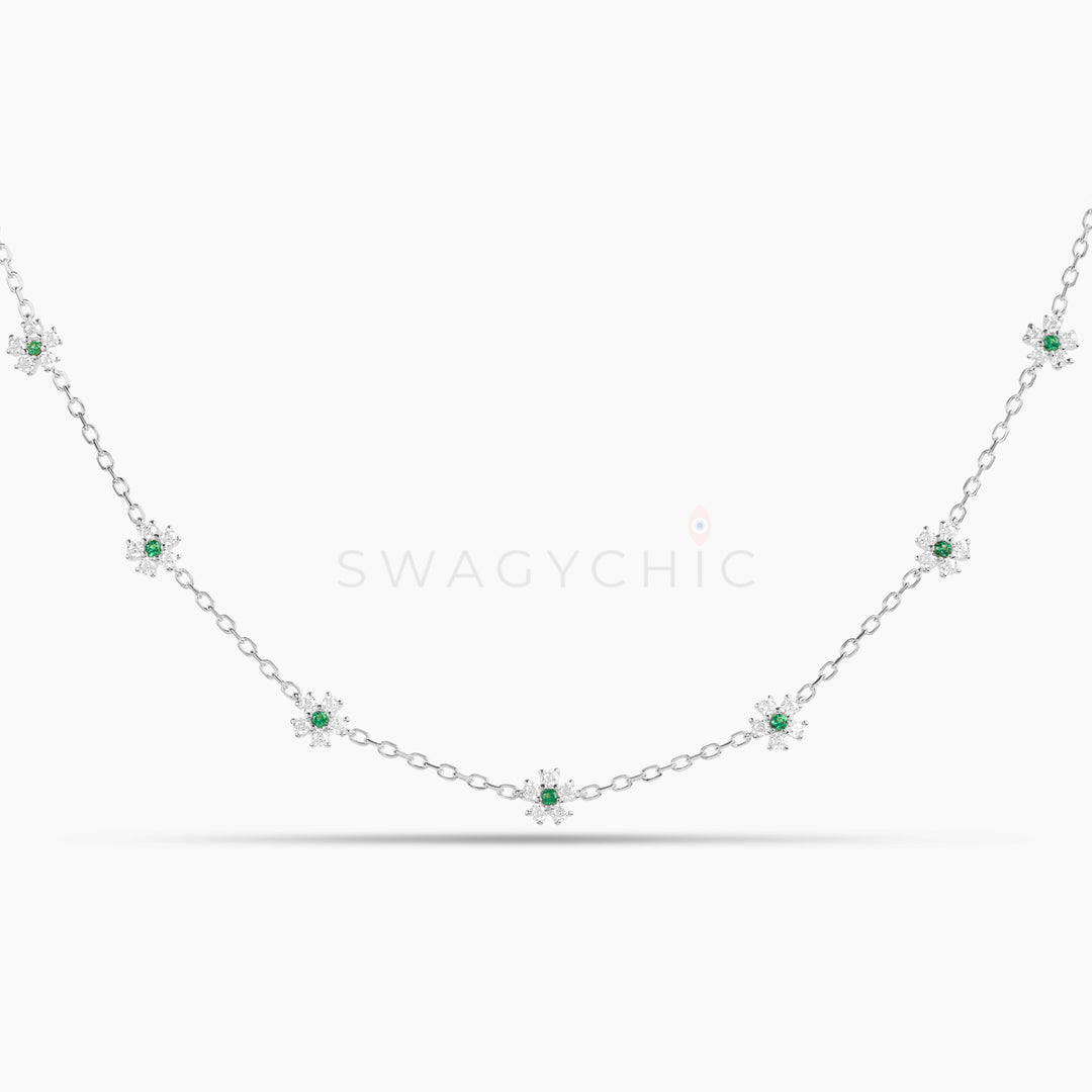 Mini Flower Choker- Silver - Swagychic