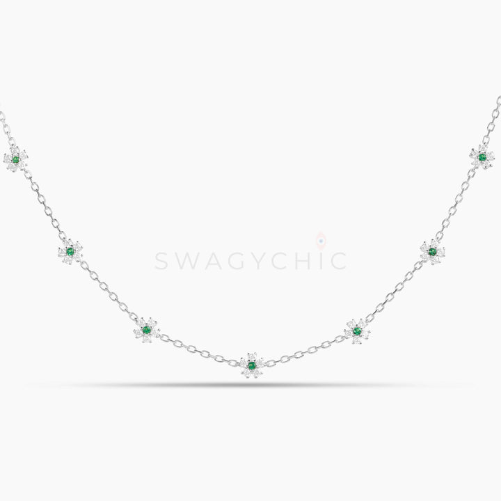 Mini Flower Choker- Silver - Swagychic
