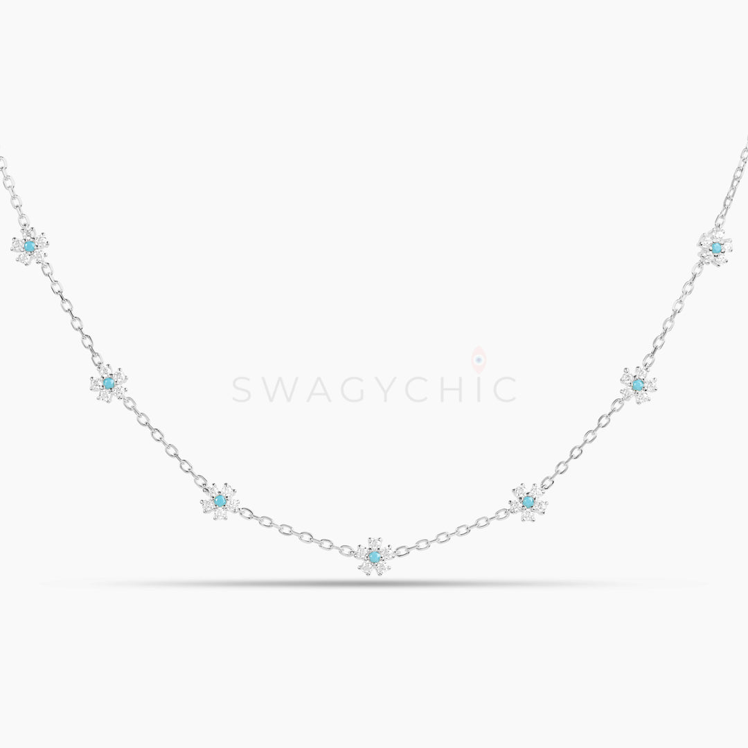 Mini Flower Choker- Silver - Swagychic