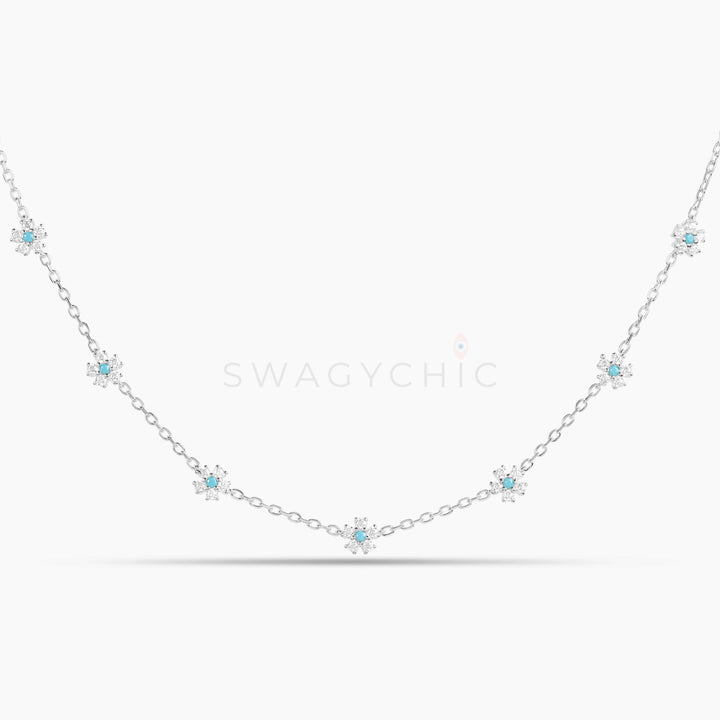 Mini Flower Choker- Silver - Swagychic