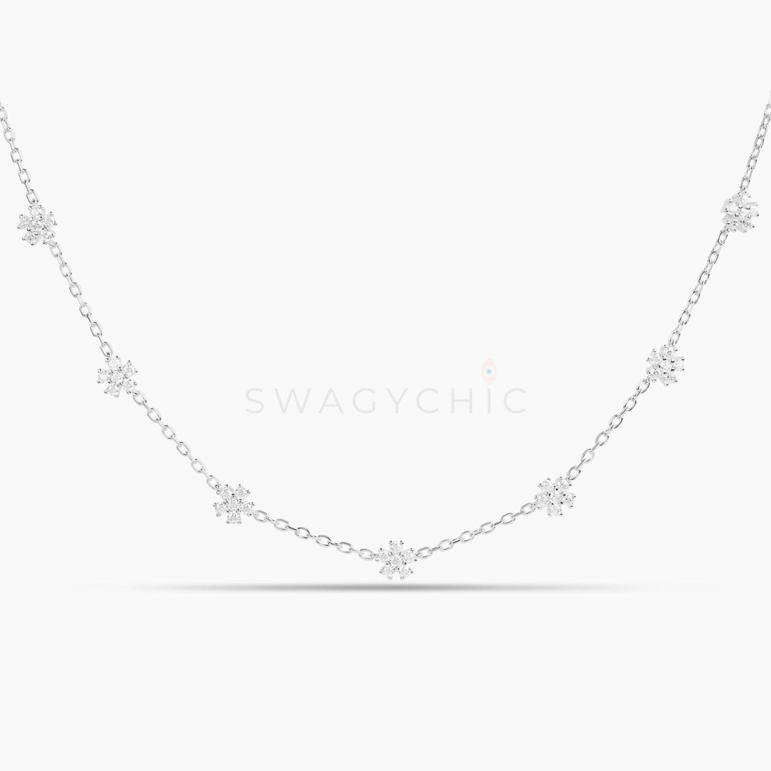 Mini Flower Choker- Silver - Swagychic