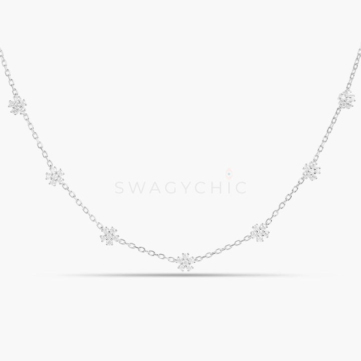 Mini Flower Choker- Silver - Swagychic