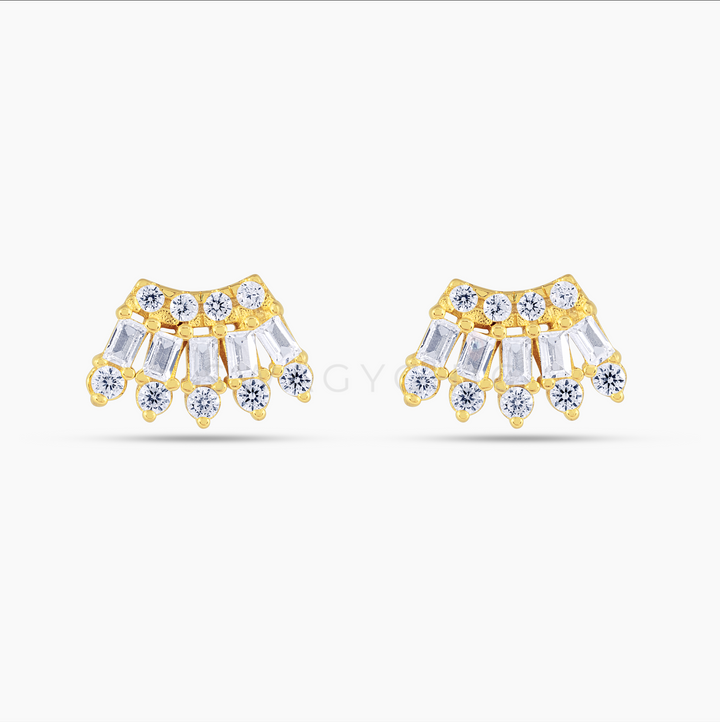 Mini Scattered Baguette Bezel Fan Stud Earrings - Swagychic