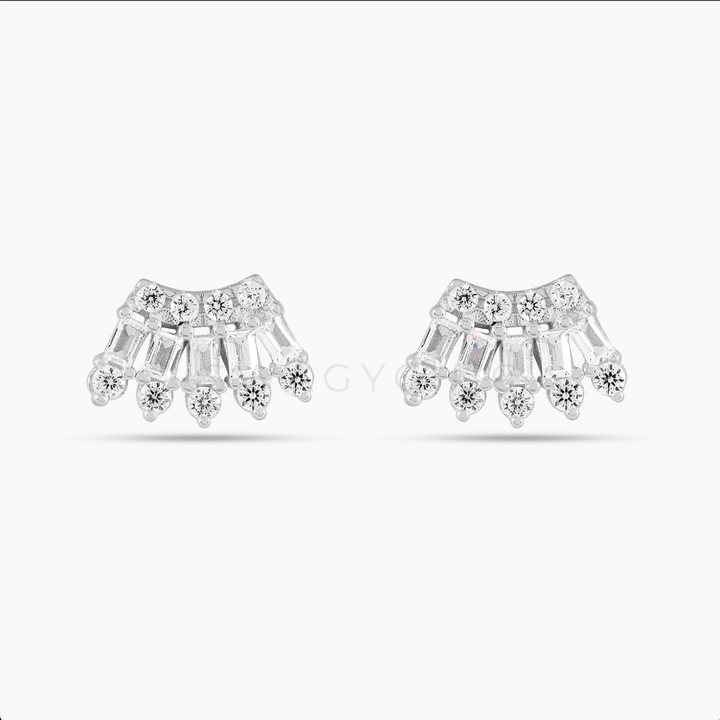 Mini Scattered Baguette Bezel Fan Stud Earrings - Swagychic