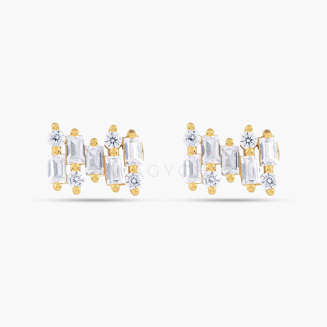 Mini Scattered Baguette Bezel Studs - Swagychic