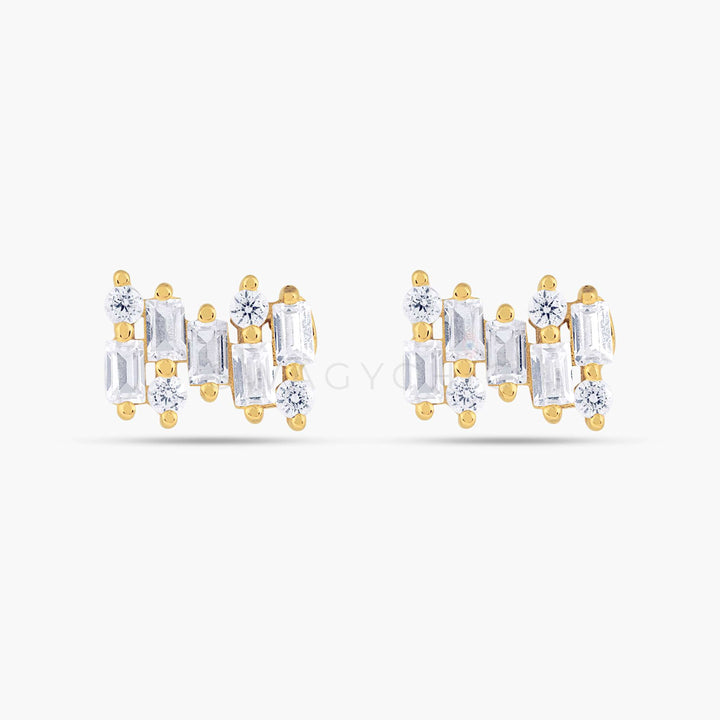 Mini Scattered Baguette Bezel Studs - Swagychic