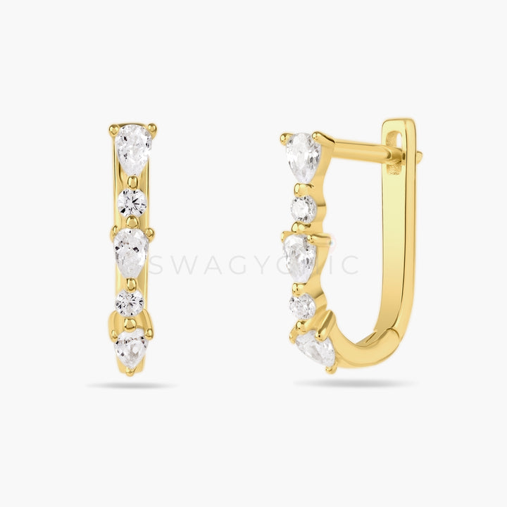 Multi-Stone Square Huggies - Swagychic