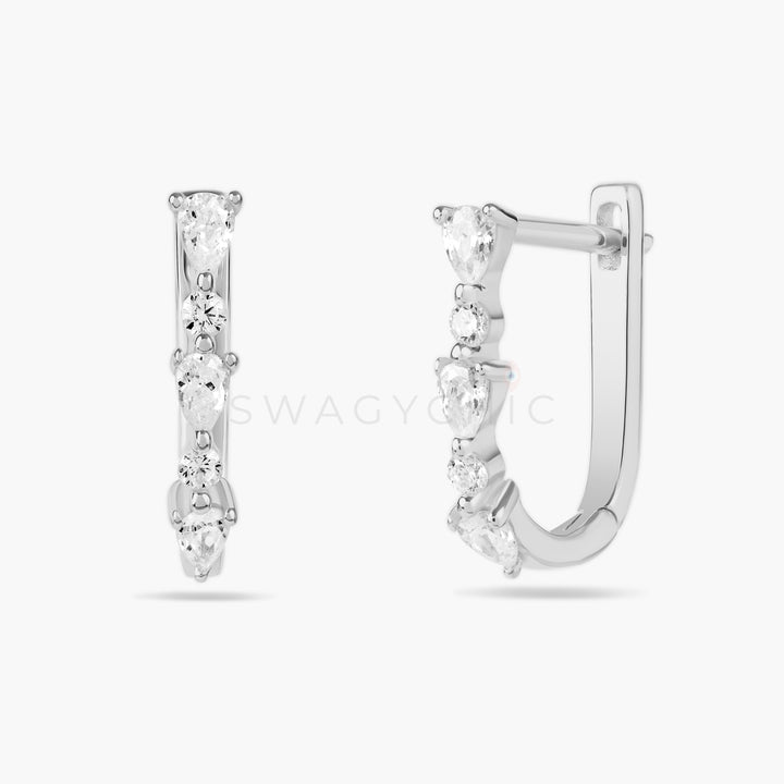 Multi-Stone Square Huggies - Swagychic