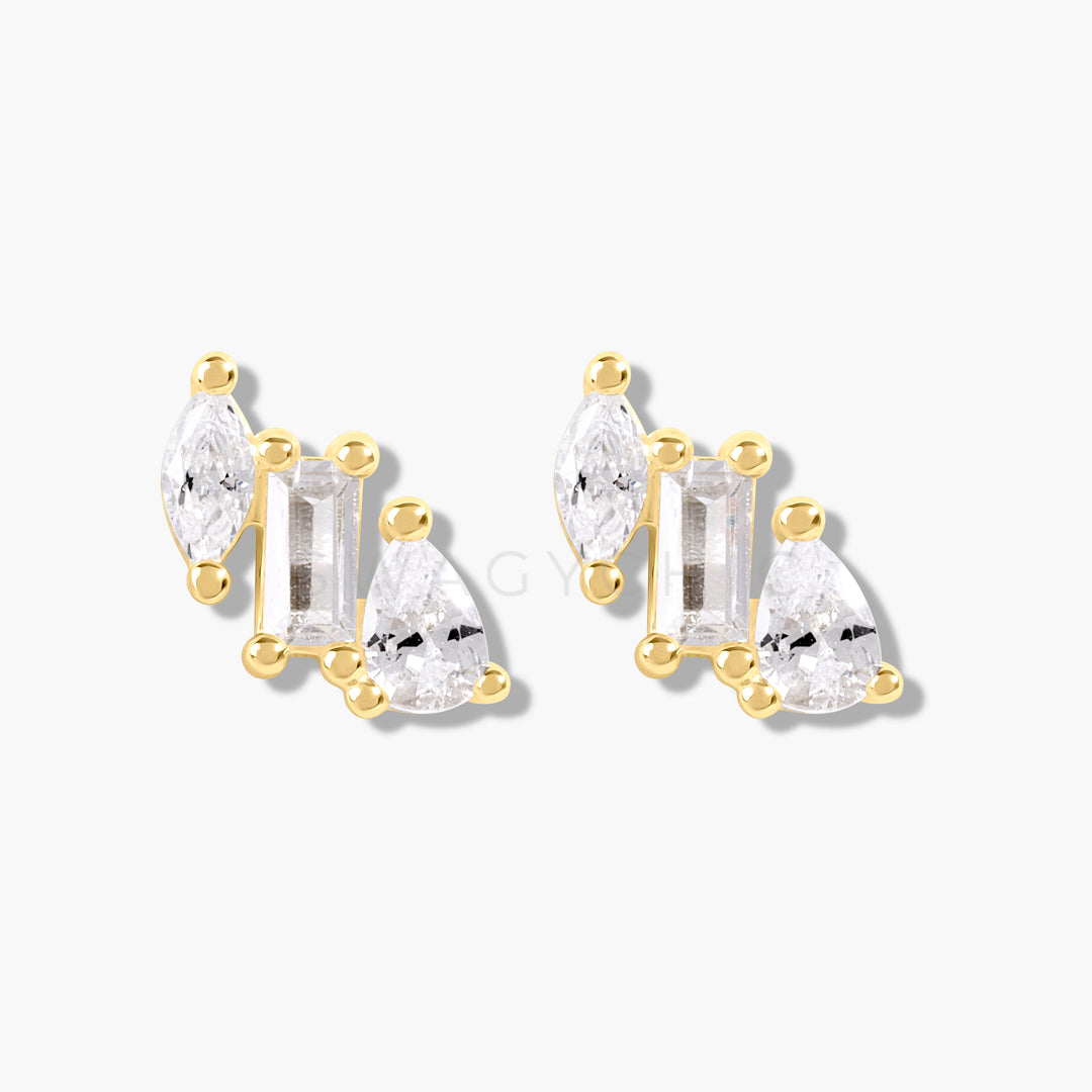 Multi-Stone Studs- Gold - Swagychic