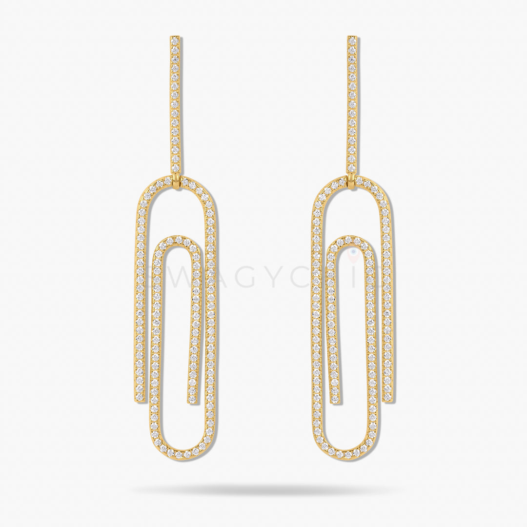 Paperclip Pave Earrings - Swagychic
