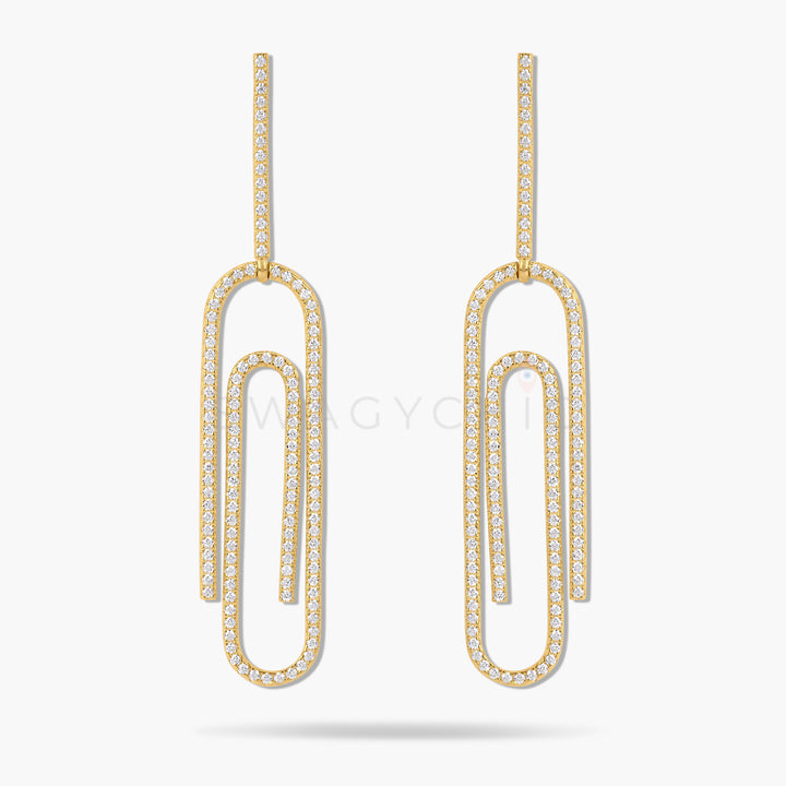 Paperclip Pave Earrings - Swagychic