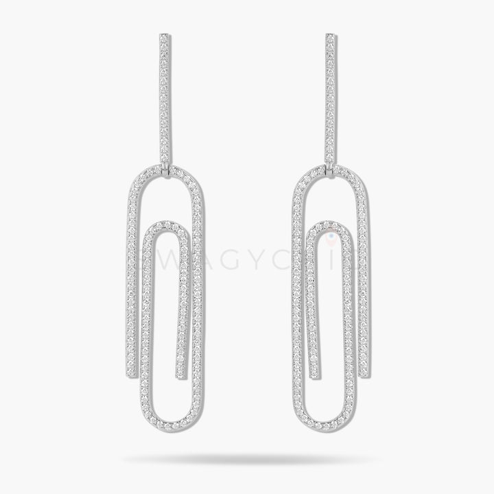 Paperclip Pave Earrings - Swagychic
