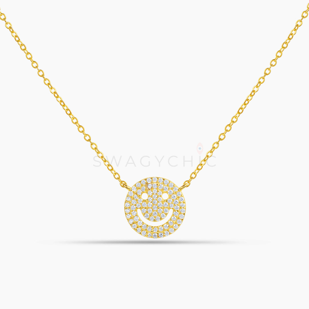 Smiley Pave Necklace - Swagychic