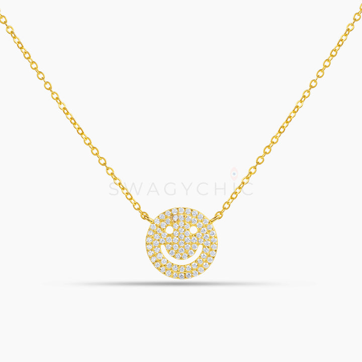 Smiley Pave Necklace - Swagychic