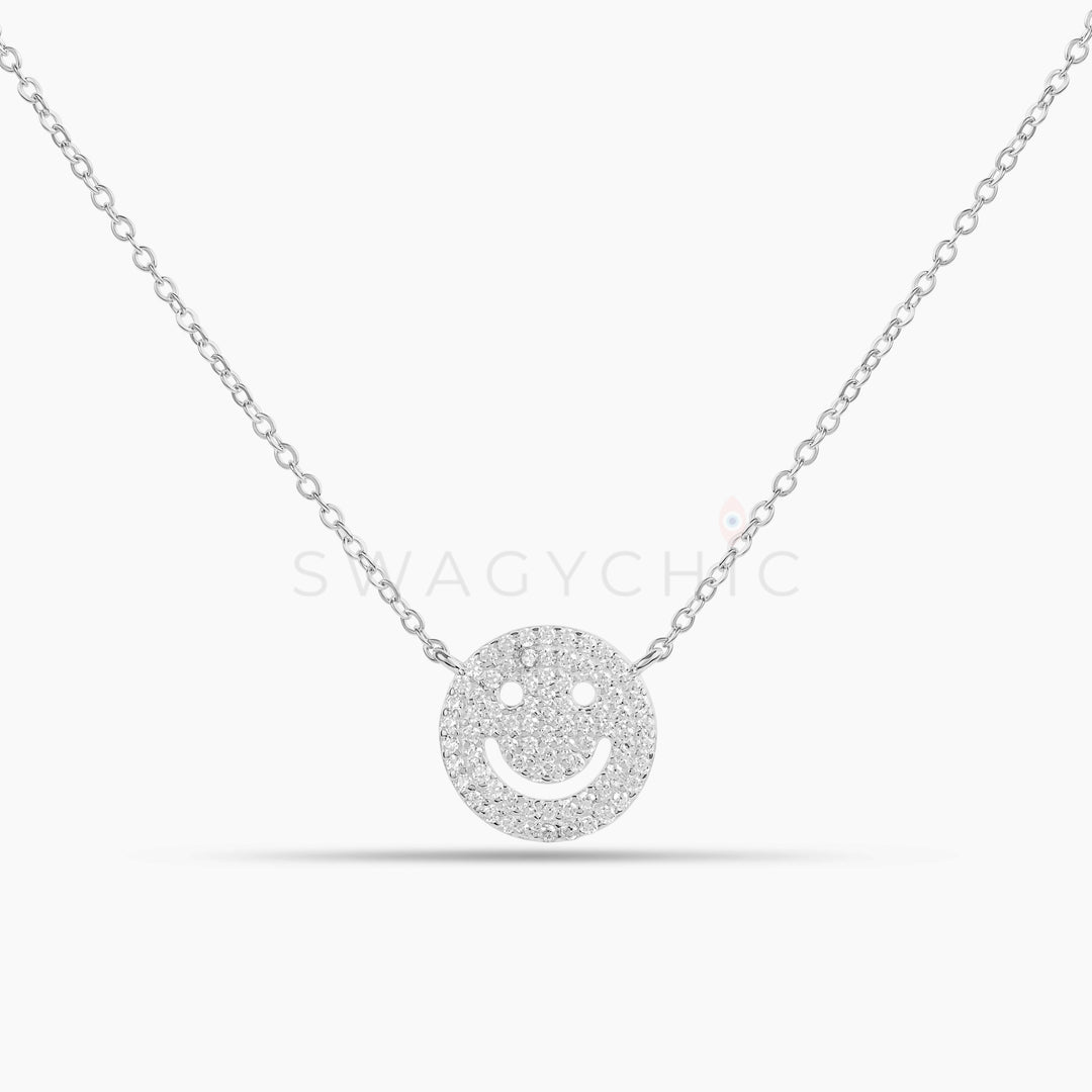 Smiley Pave Necklace - Swagychic