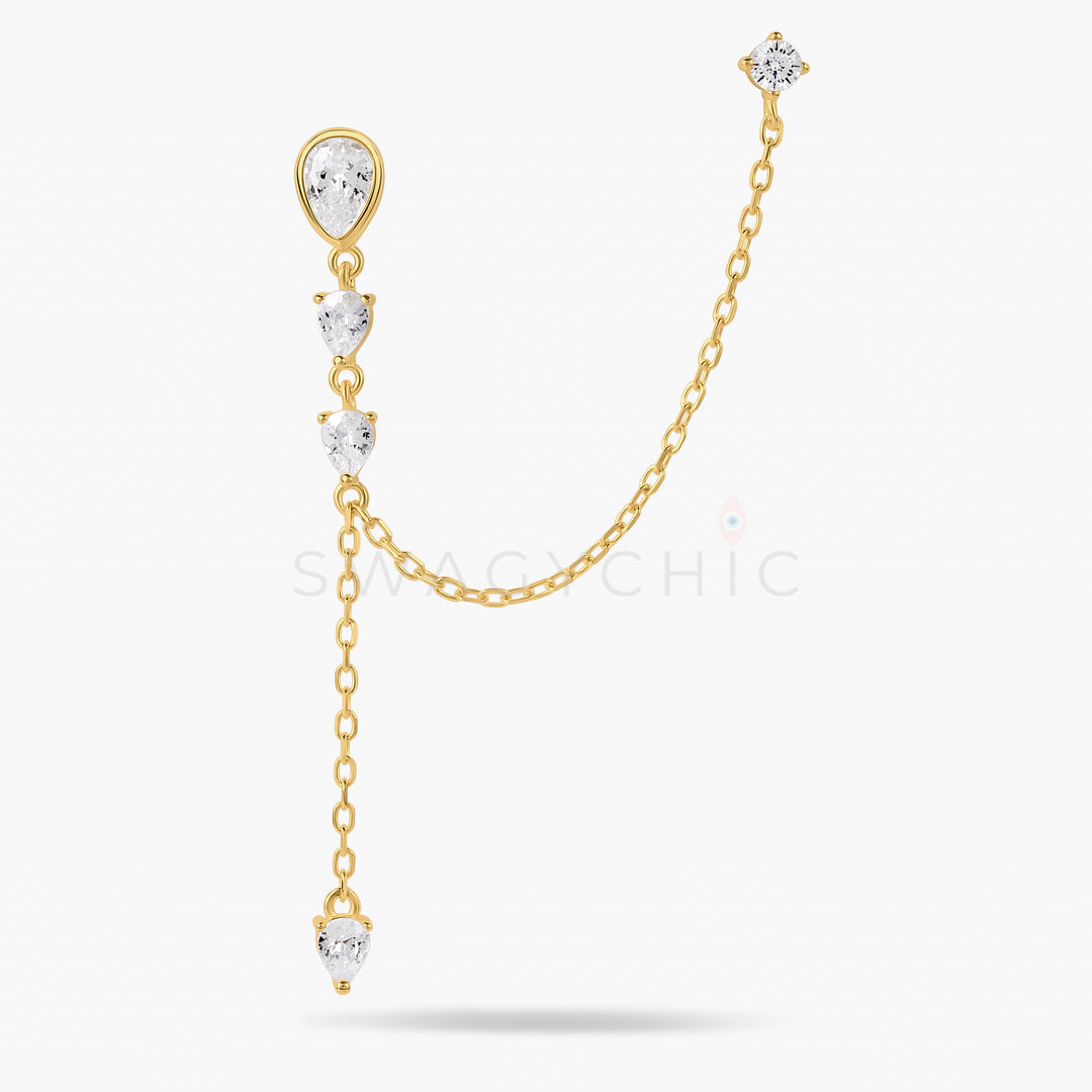 Teardrop Bezel Double Piercing - Swagychic