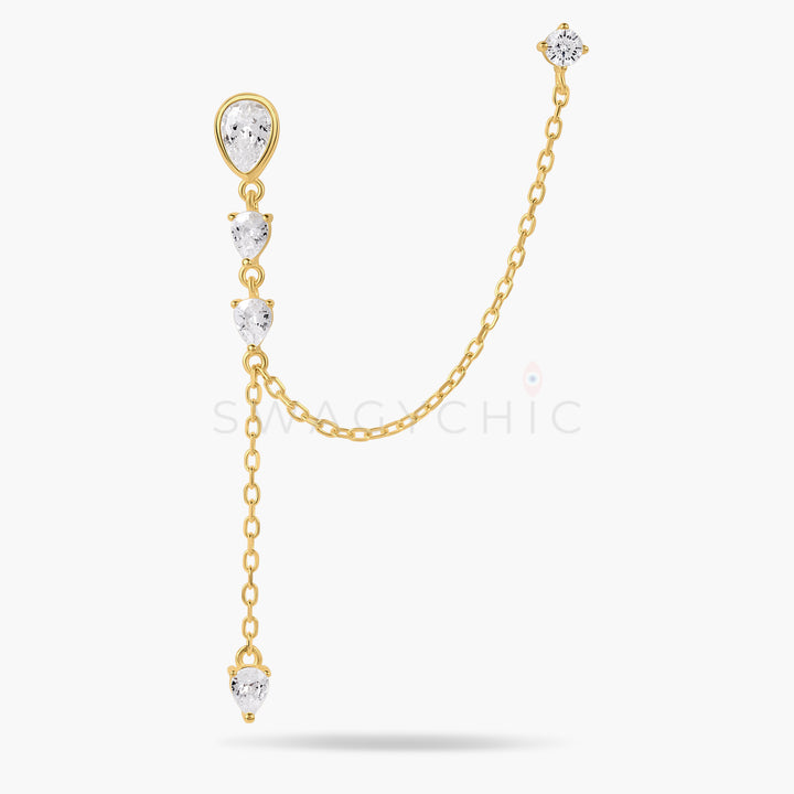 Teardrop Bezel Double Piercing - Swagychic