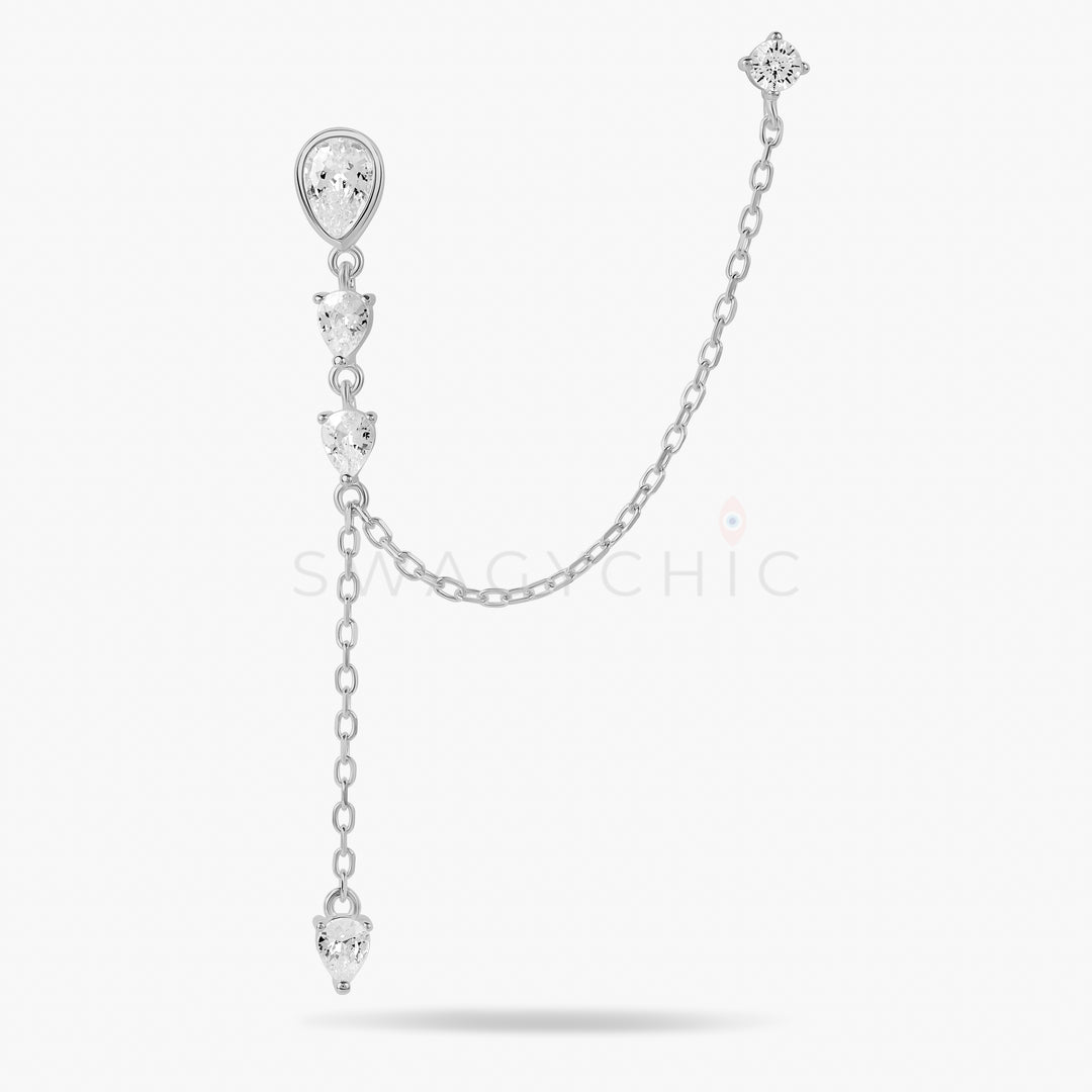 Teardrop Bezel Double Piercing - Swagychic