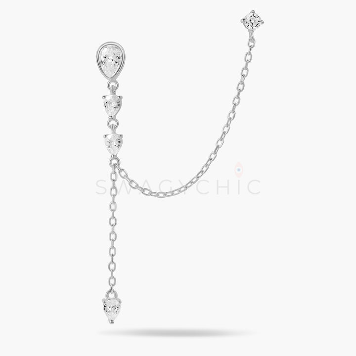 Teardrop Bezel Double Piercing - Swagychic