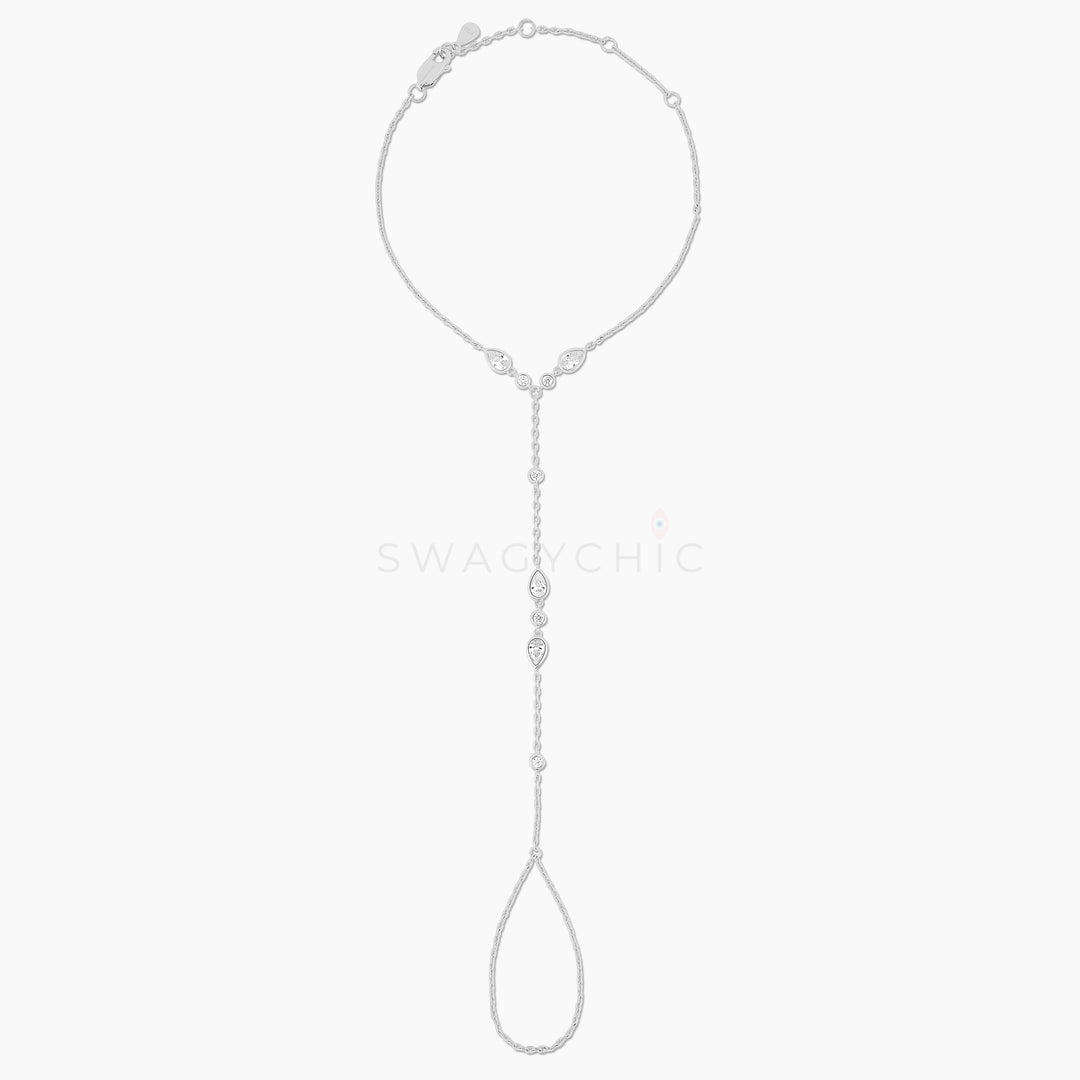 Teardrop Bezel Hand Chain Bracelet - Swagychic