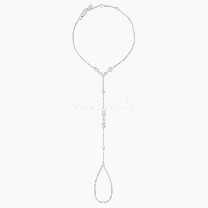 Teardrop Bezel Hand Chain Bracelet - Swagychic