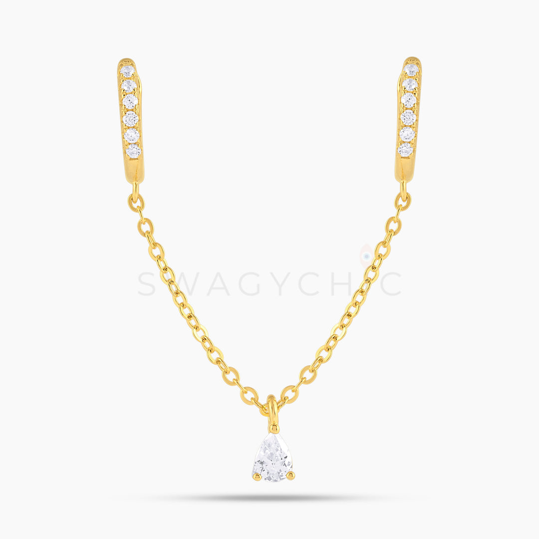 Teardrop Dangle Double Huggie - Swagychic