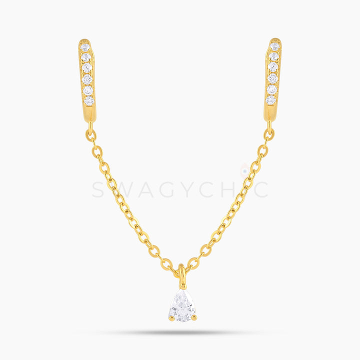 Teardrop Dangle Double Huggie - Swagychic