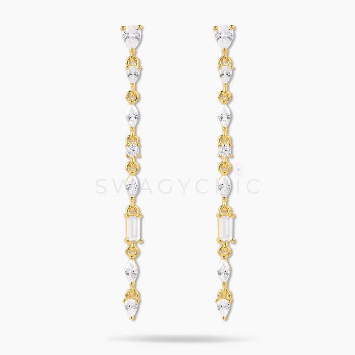 Thin Multi-Stone Drop Earrings - Swagychic