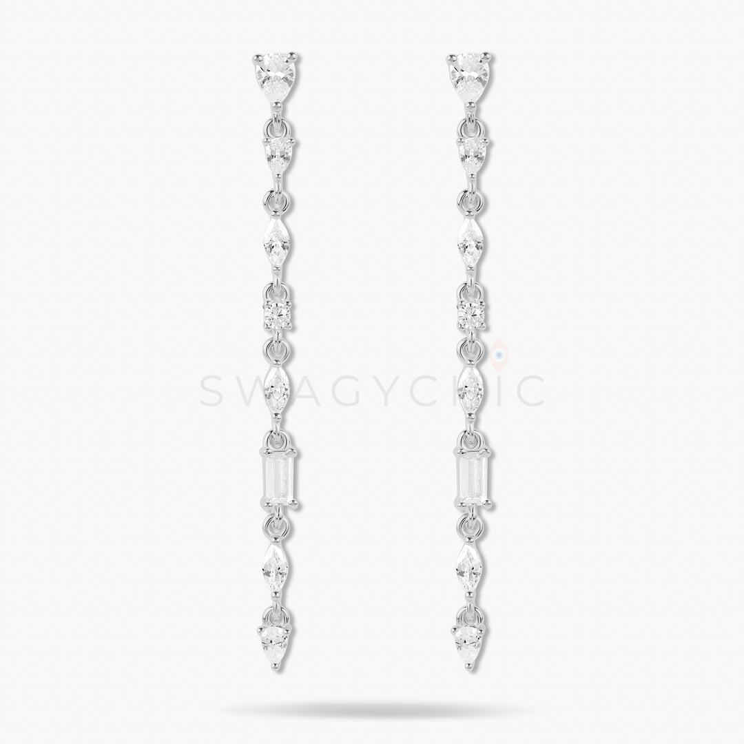 Thin Multi-Stone Drop Earrings - Swagychic