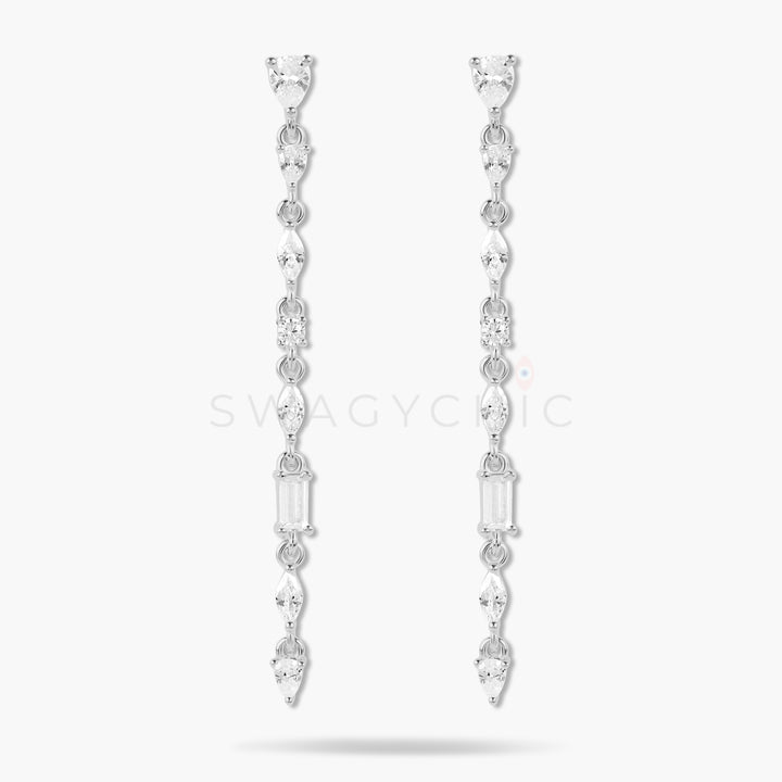 Thin Multi-Stone Drop Earrings - Swagychic