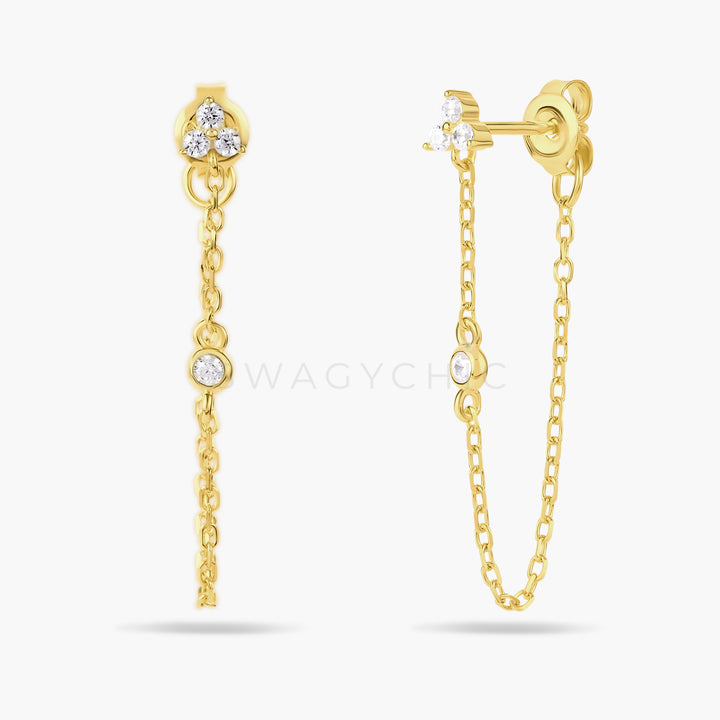 Triple Dot Chain Earrings - Swagychic