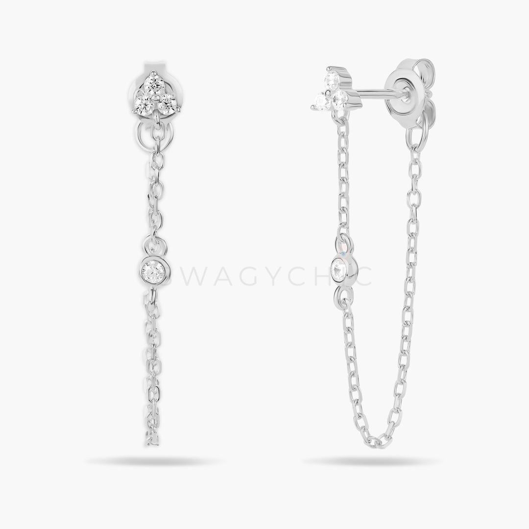Triple Dot Chain Earrings - Swagychic