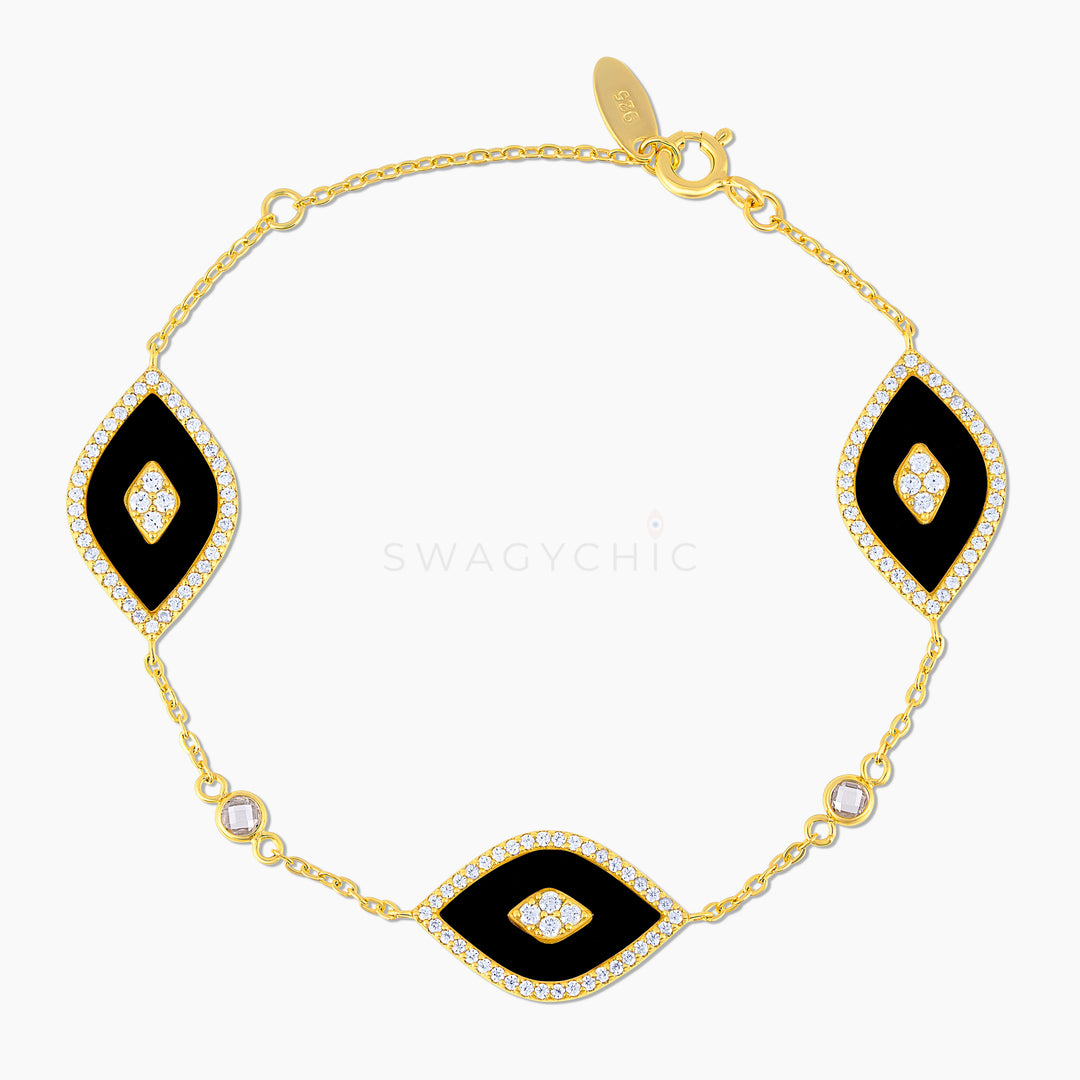 Triple Elevated Eye Black Onyx Bracelet - Swagychic