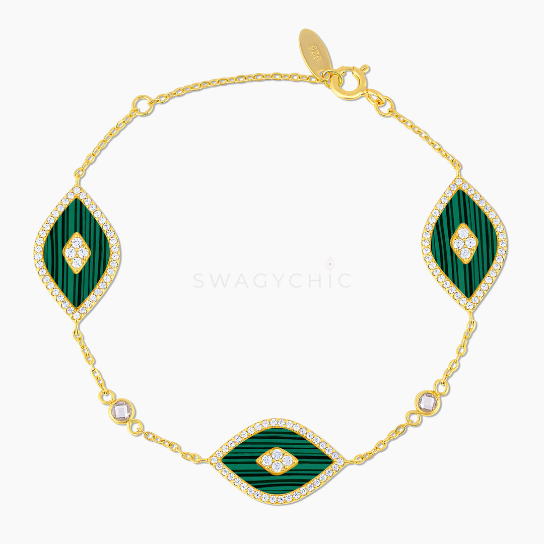 Triple Elevated Eye Malachite Bracelet - Swagychic