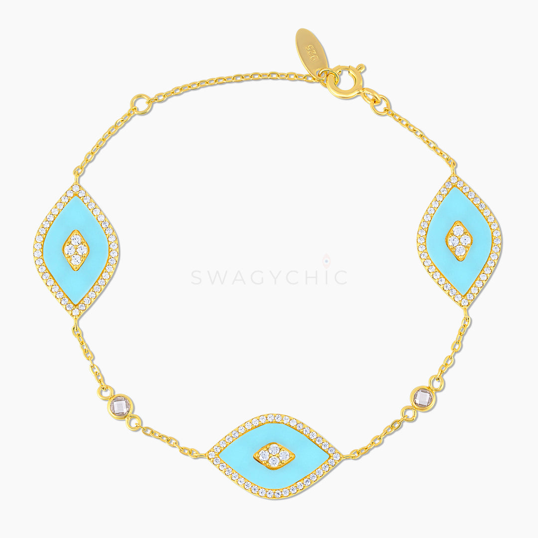Triple Elevated Eye Turquoise Bracelet - Swagychic