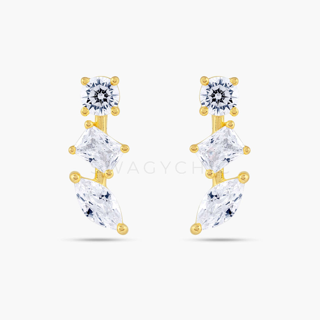 Triple Stone Drop Studs - Swagychic