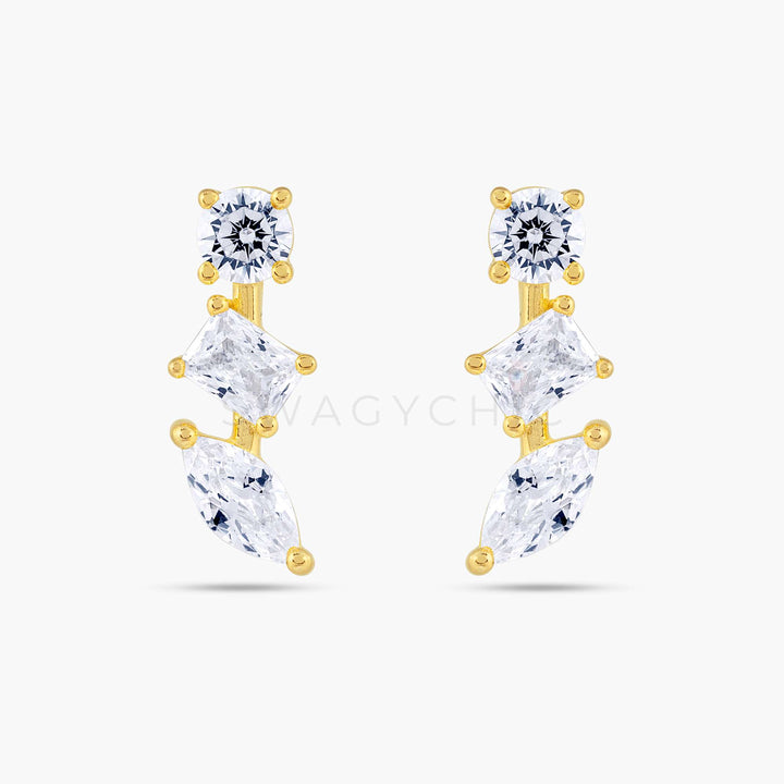 Triple Stone Drop Studs - Swagychic