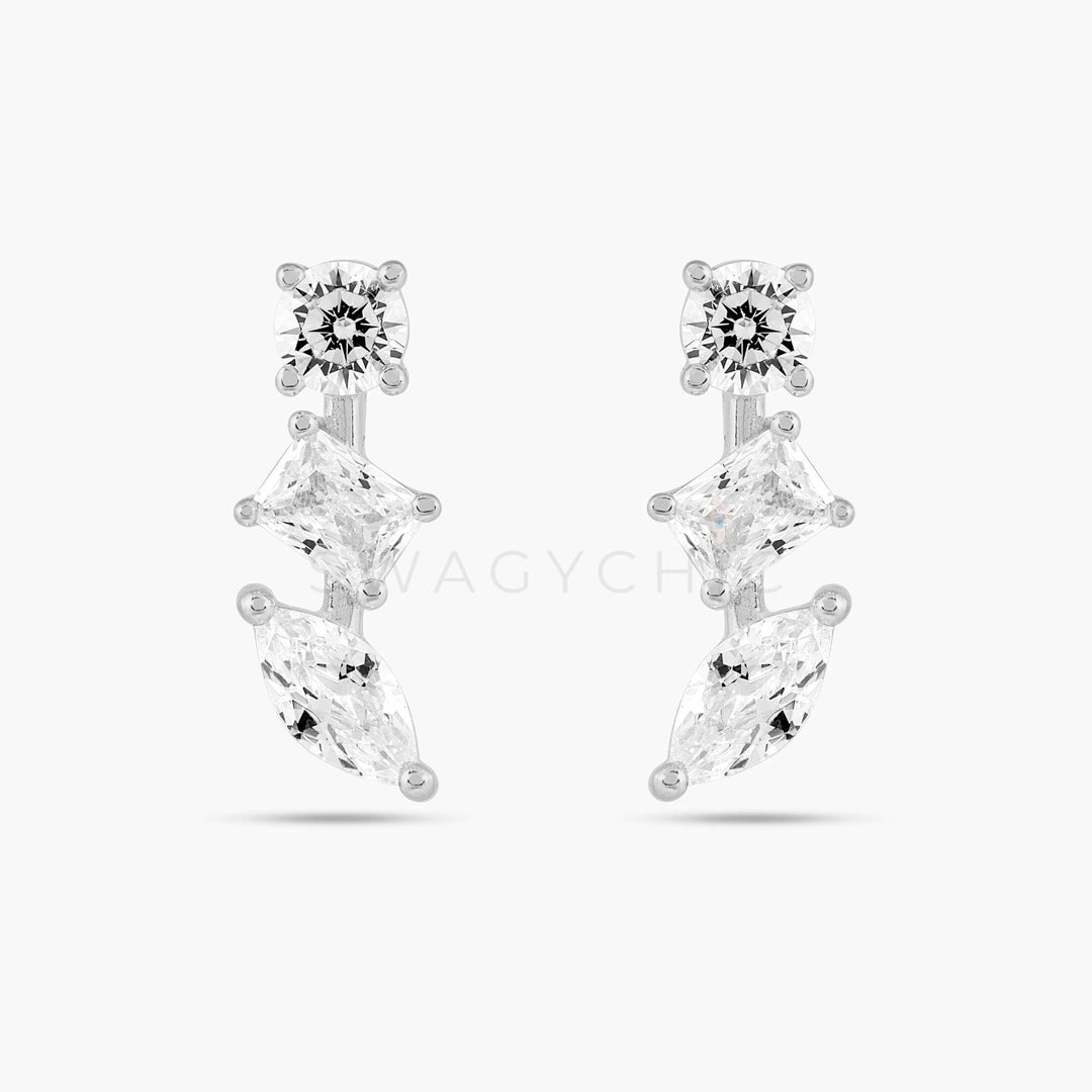 Triple Stone Drop Studs - Swagychic