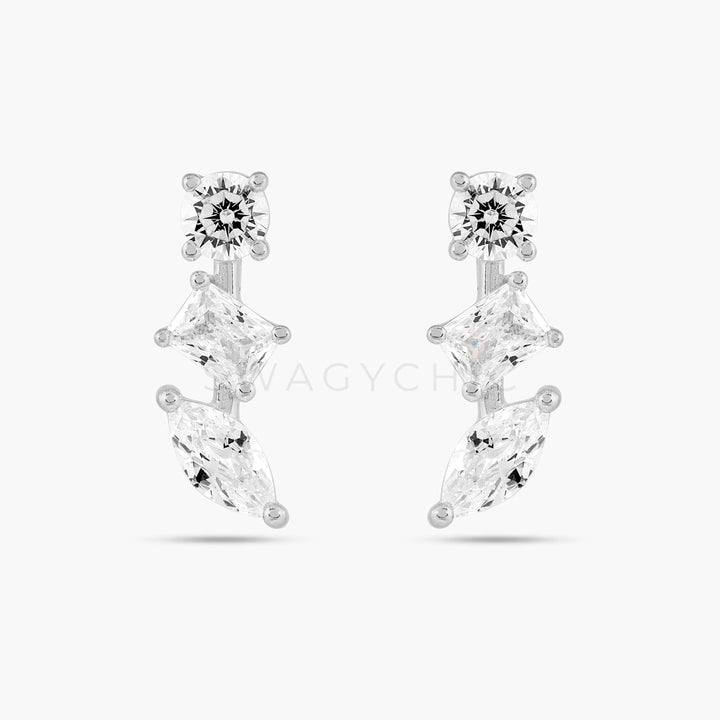 Triple Stone Drop Studs - Swagychic