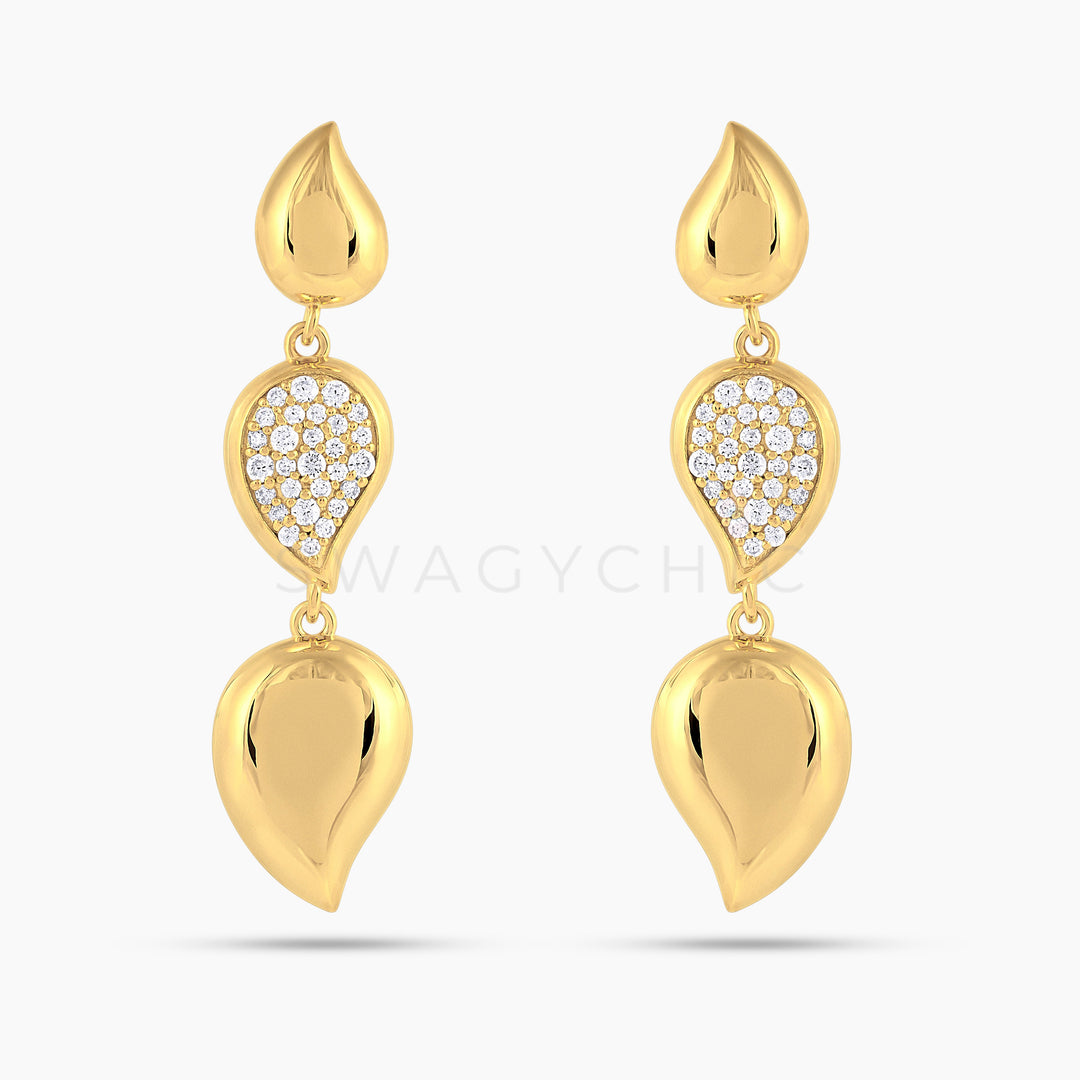 Triple Teardrop Pave Drop Earrings - Swagychic