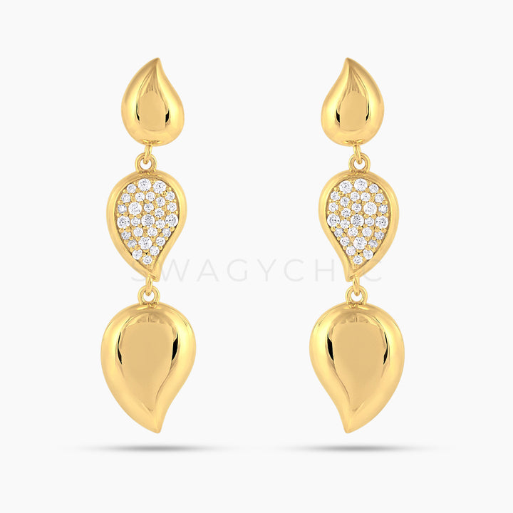 Triple Teardrop Pave Drop Earrings - Swagychic