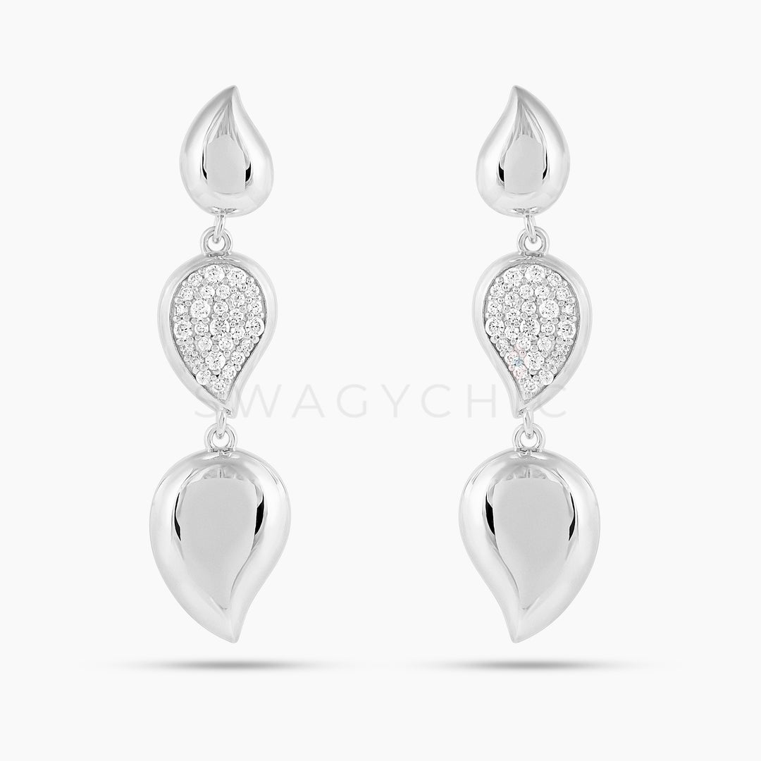 Triple Teardrop Pave Drop Earrings - Swagychic