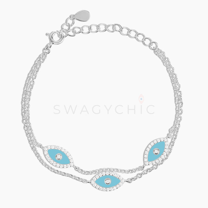 Triple Turquoise Stone Evil Eye Bracelet - Swagychic