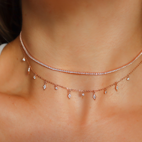 Rose Gold Tennis Choker